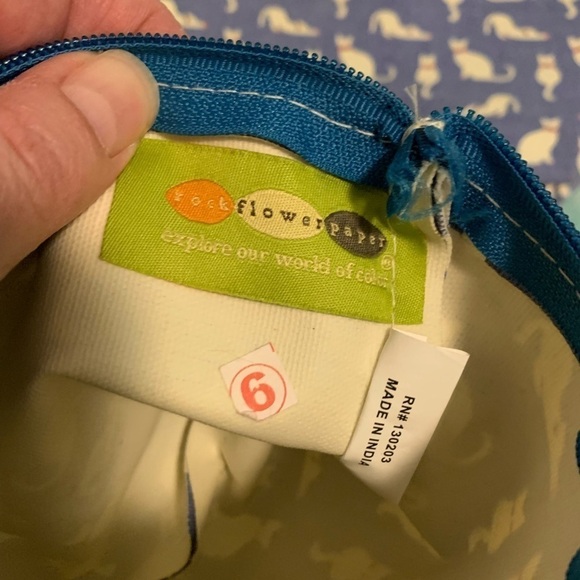 Rock flower paper set of three canvas zipped pouches cat print - Picture 3 of 7